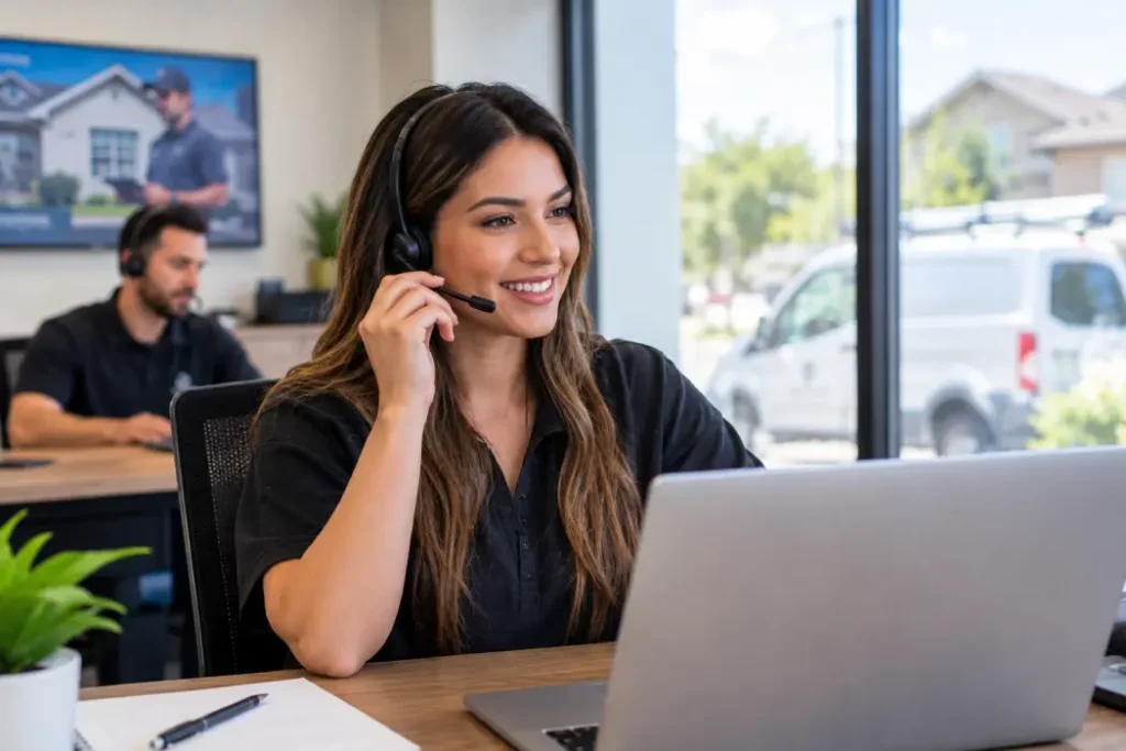 Woman on phone confirming a booked sales appointment